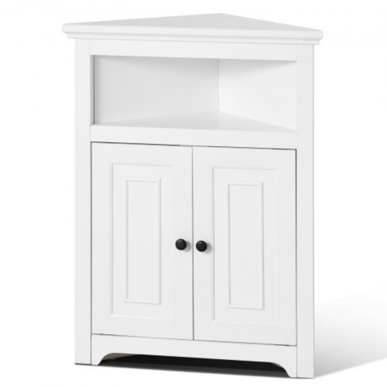 32" Corner Storage Cabinet 3 Tiers with Wooden Doors & Shelves